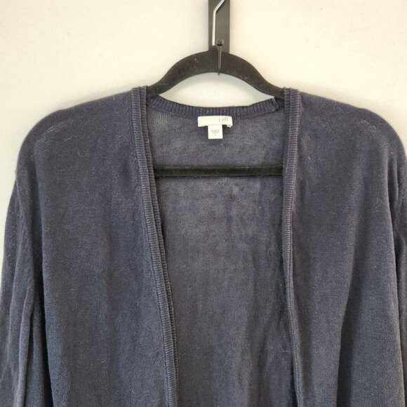 J. Jill Linen Blend Navy Blue Lightweight Open Front Cardigan Sweater Women's L - Picture 3 of 6